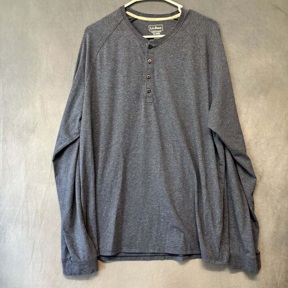 Ll Bean Long Sleeve Henley Shirt Size Xl-Reg Blue Supima Cotton